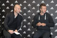 David Beckham And Zinedine Zidane Autograph Session At The adidas Store.
