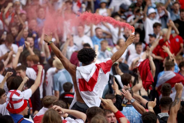 Football Fans Across England Turn Out For The Final Of The 2020 UEFA European Championships