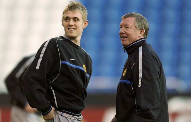 Manchester United manager Sir Alex Ferguson with Darren Fletcher