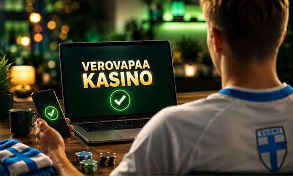 Suomalainen pelaaja käyttää verovapaata nettikasinoa mobiilissa ja tietokoneella